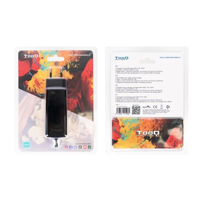 Tooq Cargador portátil GAN USB-C PD 100W Cúbico