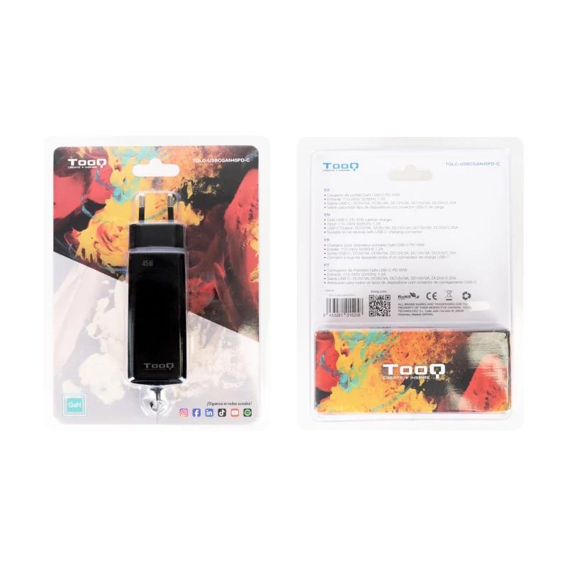 Tooq Cargador portátil GAN USB-C PD 45W Cúbico