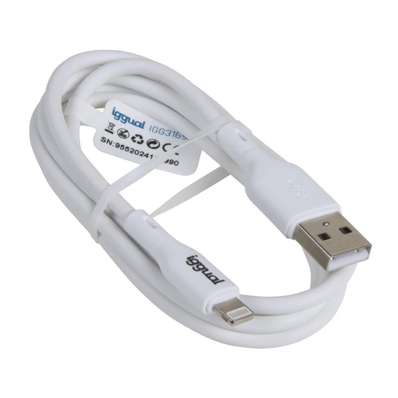 iggual cable USB-A/Lightning 100 cm blanco
