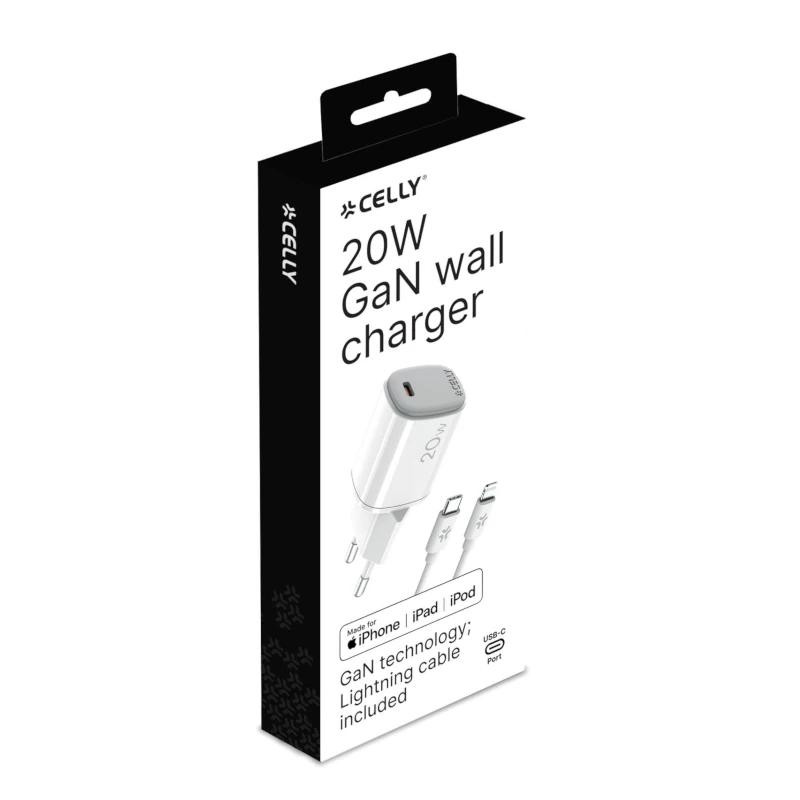 Celly Cargador Gan  1C 20w+ C A Light + Cable