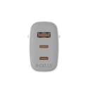 Celly Cargador Gan 1Usb 2Usb-C 65w WH