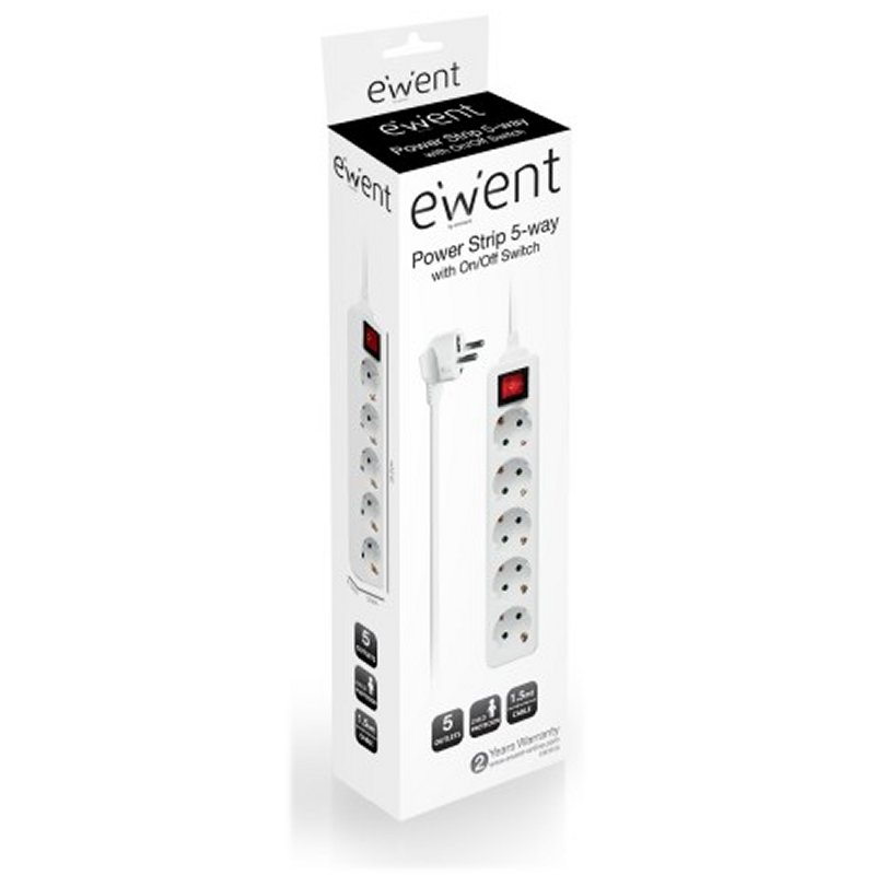 EWENT EW3916  Regleta 5 Tomas / 1 interruptor 1.5m