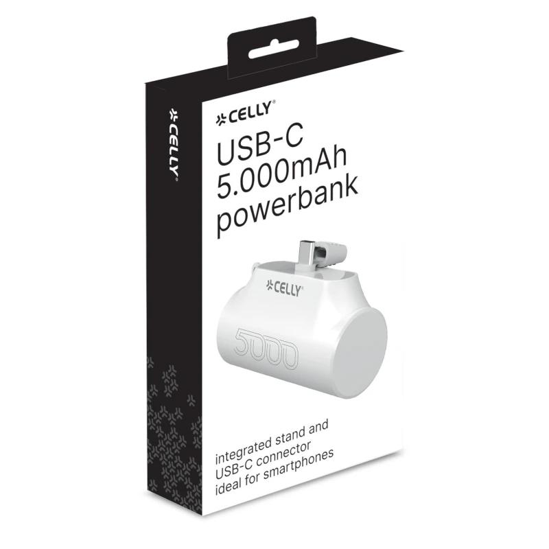 Celly Powerbank Compacta Usb-C 5000 mAh Blanca