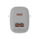 Celly Cargador Gan  1USB 1USBC 35w WH