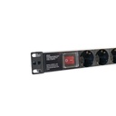 2LAN Regleta 19" 8 Schukos Interruptor