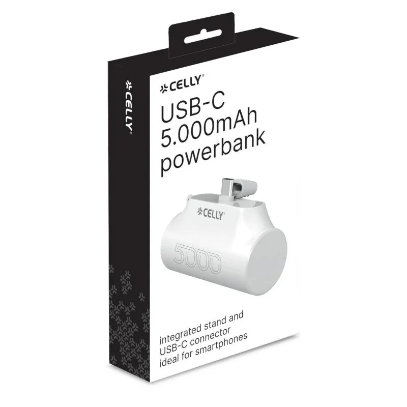 Celly Powerbank Compacta Usb-C 5000 mAh Blanca