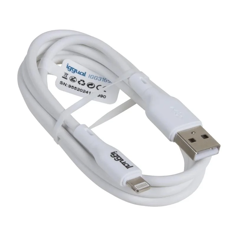 iggual cable USB-A/Lightning 100 cm blanco