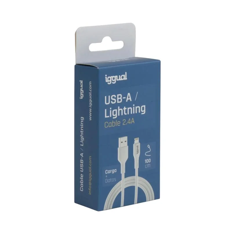 iggual cable USB-A/Lightning 100 cm blanco