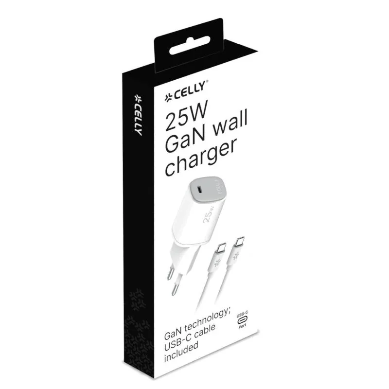 Celly Cargador Gan  1C 25W + C A C Cable