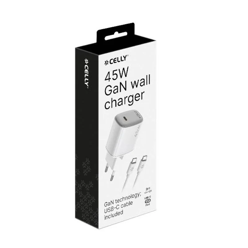 Celly Cargador  45W Usb-C + Cable Usb-C