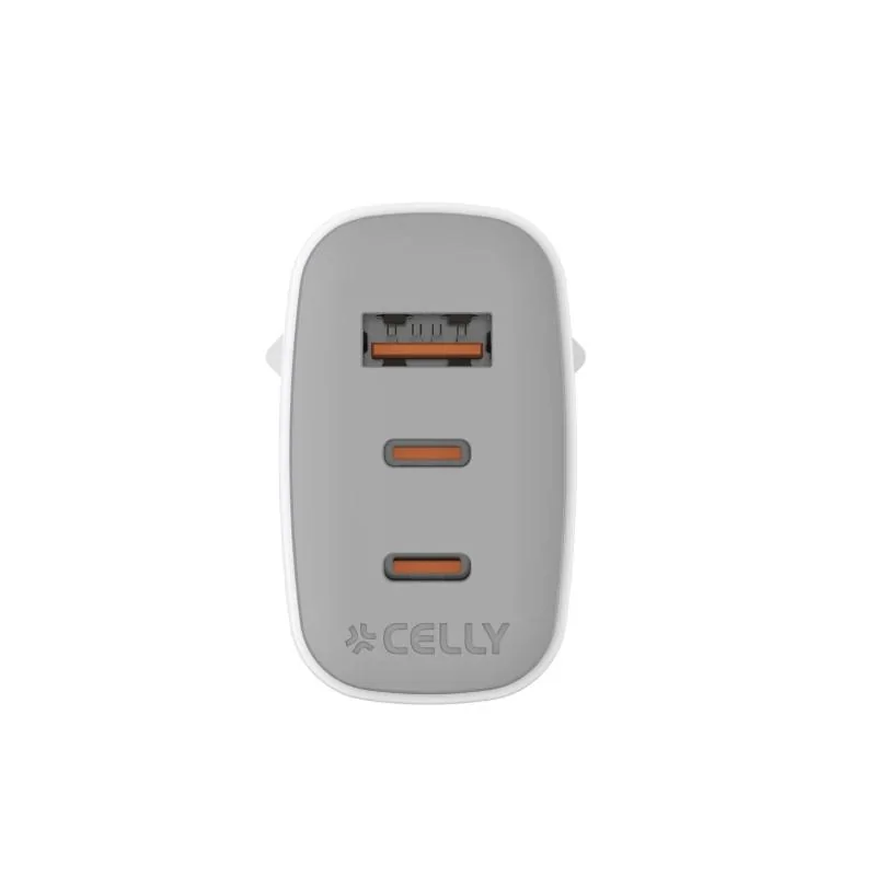 Celly Cargador Gan 1Usb 2Usb-C 65w WH