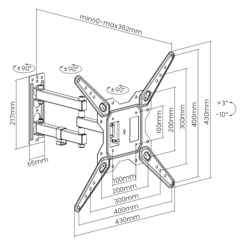 EWENT EW1525 Soporte pared TV ext 3 pivot 23-55"
