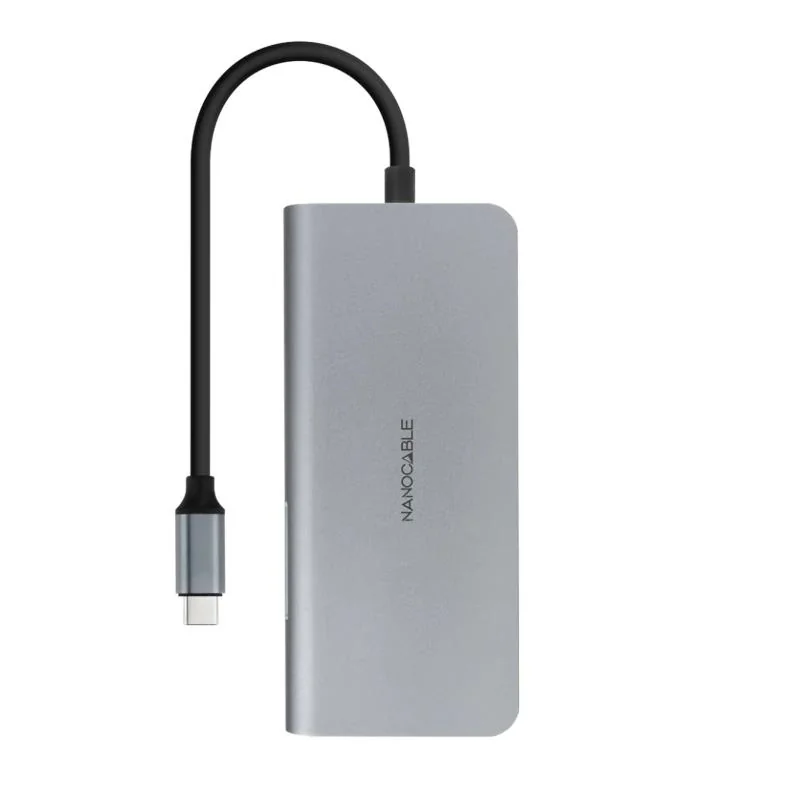 Nanocable Hub 8en1 USB-A+HDMI+USB-C PD+RJ45+TF+SD