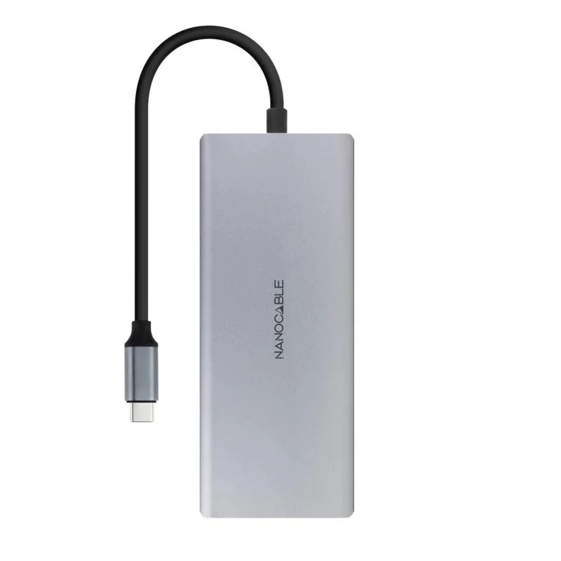 Nanocable Hub 12en1 USB-A/C+HDMI+DP+RJ45+TF+SD+AU