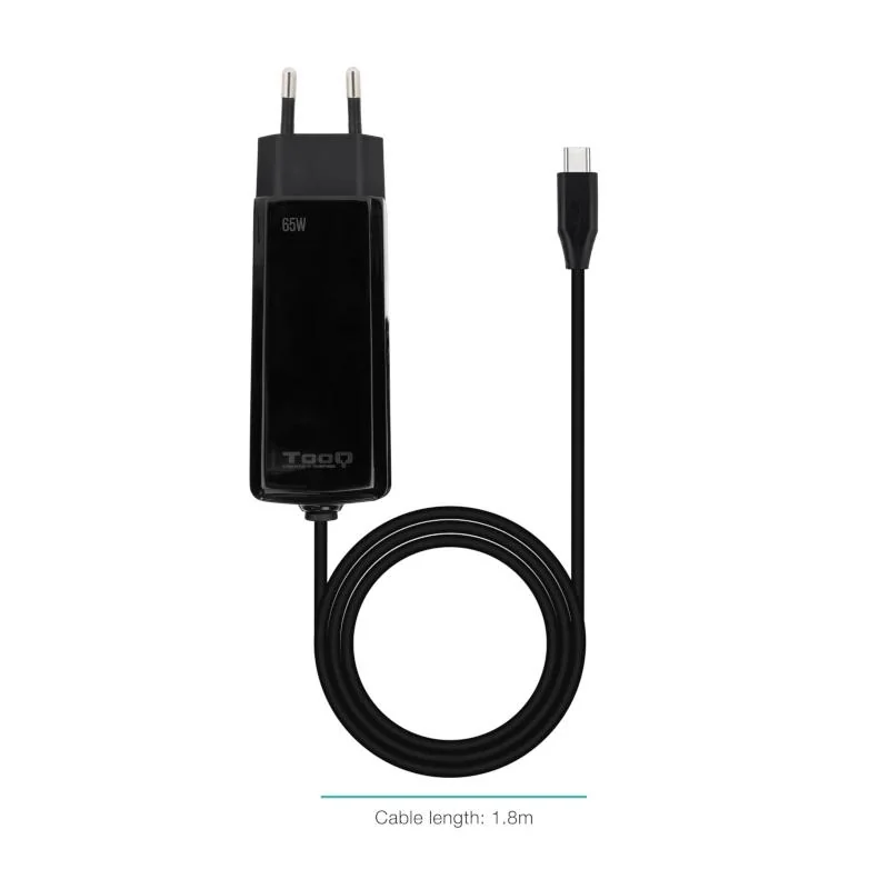 Tooq Cargador portátil GAN USB-C PD 65W Cúbico