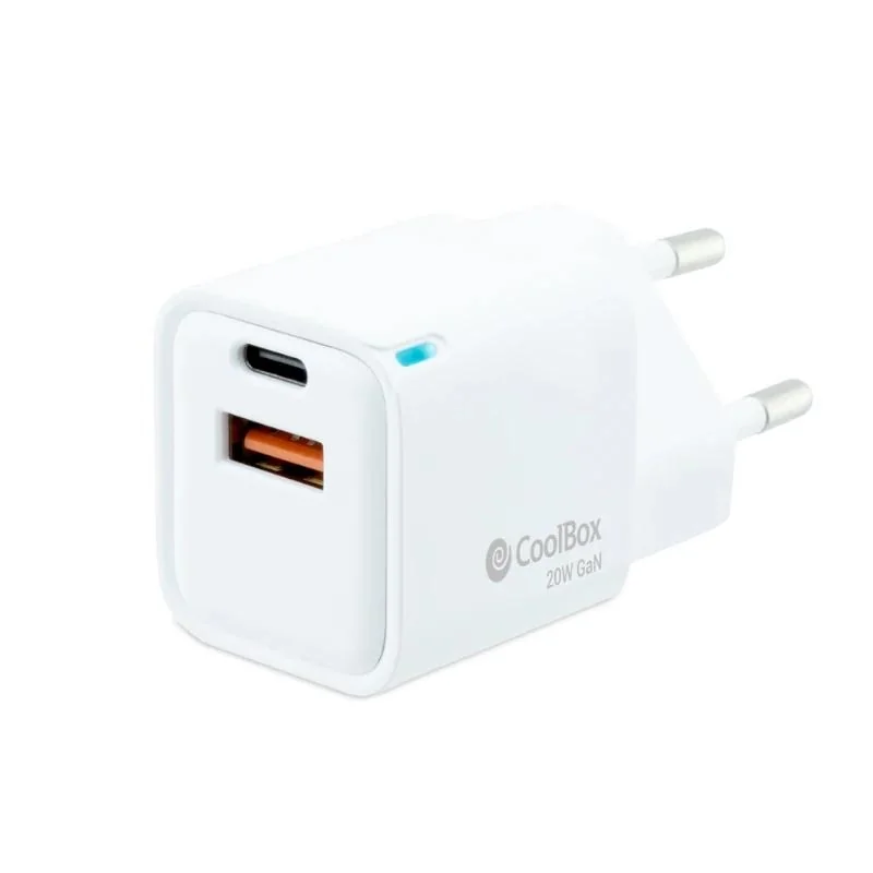[AATCAT0379] Coolbox Cargador Gan 20W USB-C/USB-A PARED