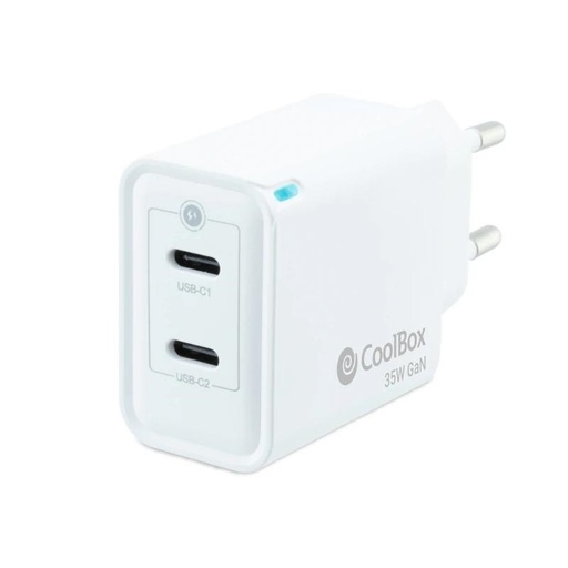 [AATCAT0381] Coolbox Cargador Gan 35W USB-C/USB-C PARED