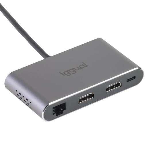 [AAOAUS0221] iggual Hub C 8 en 1 2xHDMI 2xUSB 2xSD RJ45 PD100W