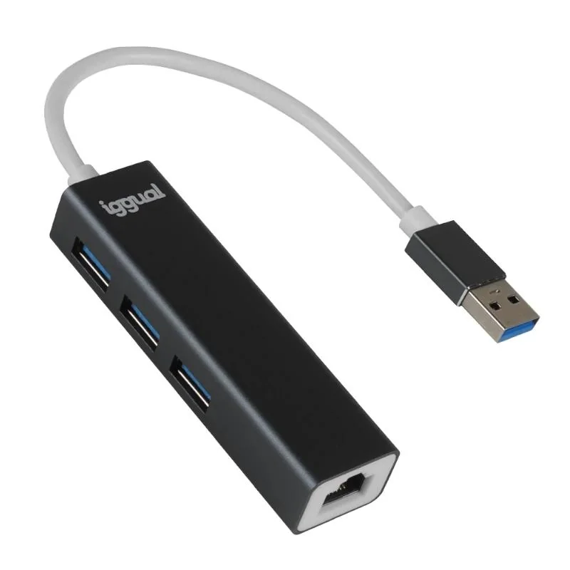 [AAOAUS0222] iggual Hub USB-A 3 puertos USB 3.0 + RJ45 Gigabit