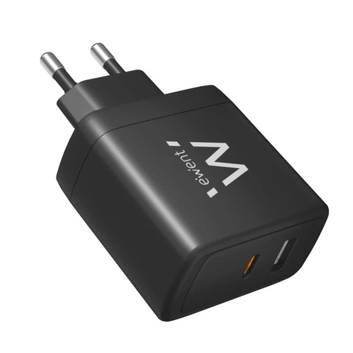 [AATCAT0384] Ewent Cargador Rapido USB-A Y USB-C, GanFast, 65W