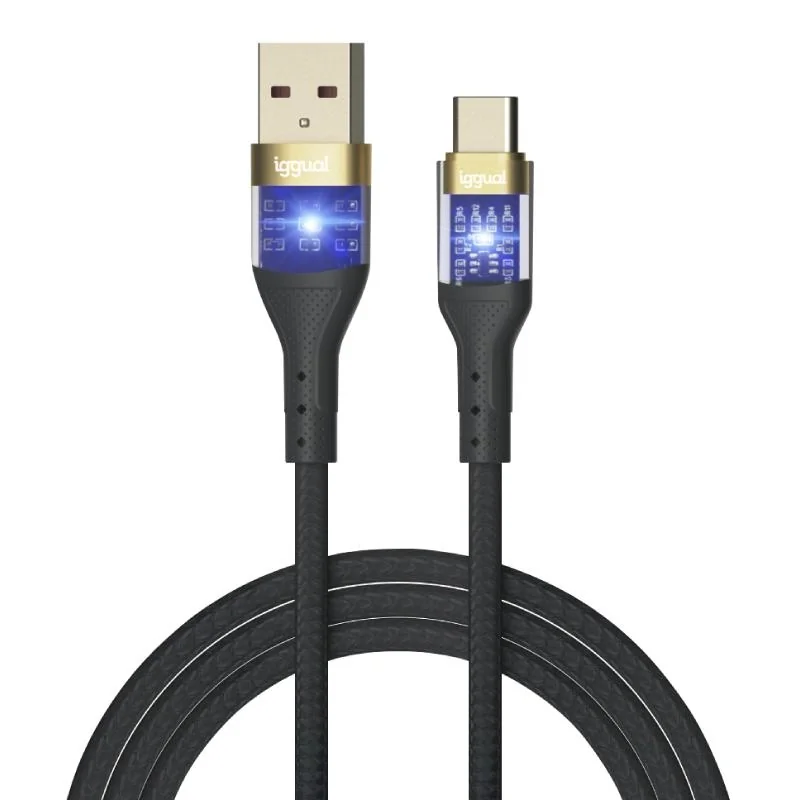 [AATCAT0434] iggual Cable USB-A a tipo C 3A 100 cm trenzado LED