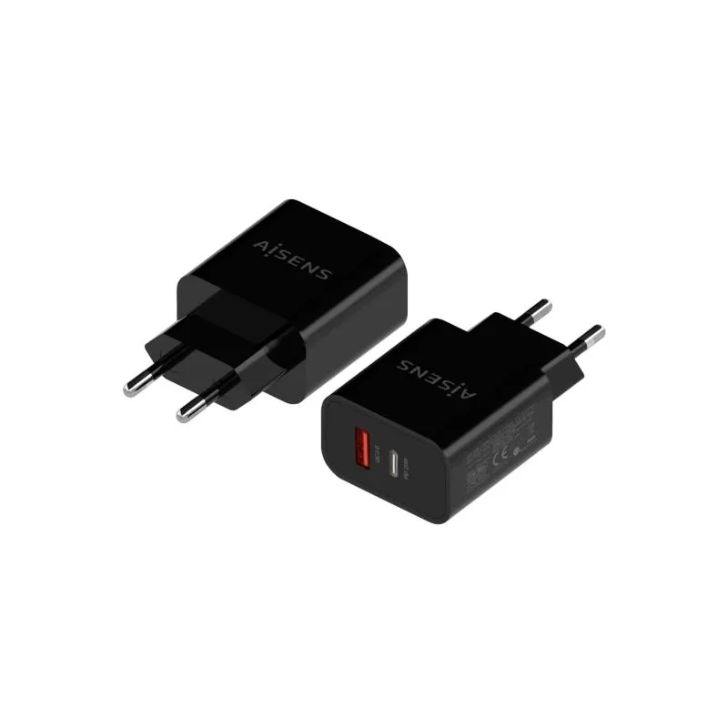 [AATCAT0439] Aisens Cargador 20W USB-C PD3.0 USB-A QC3.0 Negro
