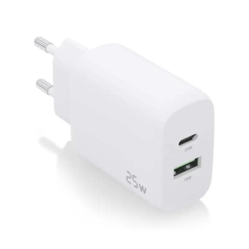 [AATCAT0471] Aisens Cargador USB-C PD3.0 USB-A QC3.0 25W Blanco