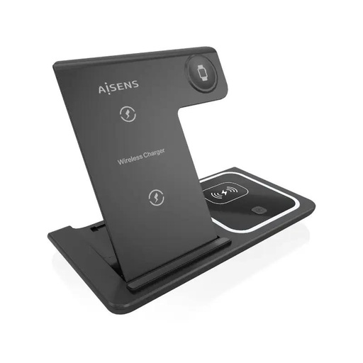[AATCAT0479] Aisens Cargador Inalámbrico USBC 15W 3 en 1 Negro