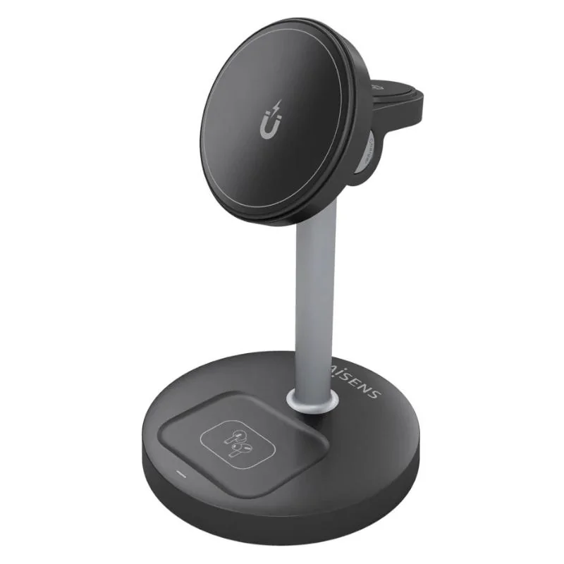 [AATCAT0479] Aisens Cargador Inalámbrico USBC 15W 3 en 1 Negro