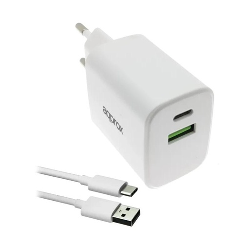 [AATCAT0504] APPROX CARGADOR 35W QC 1 X USB A+ 1 X USB C+CABLE