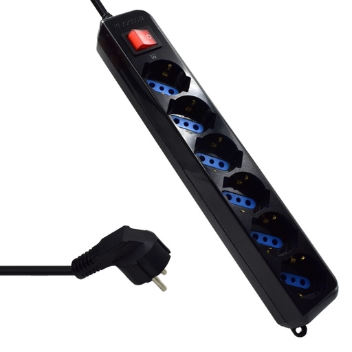 [AELREG0074] Ewent EW3924 Regleta 6 tomas con proteccion Negro