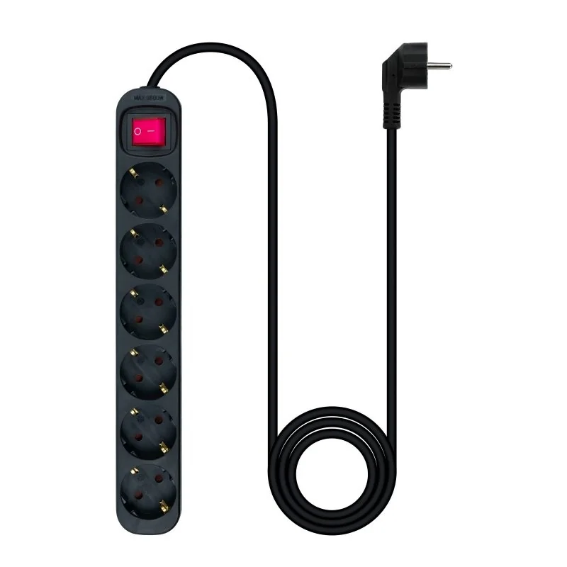 [AELREG0095] Nanocable Regleta 6 tomas con interruptor Negro