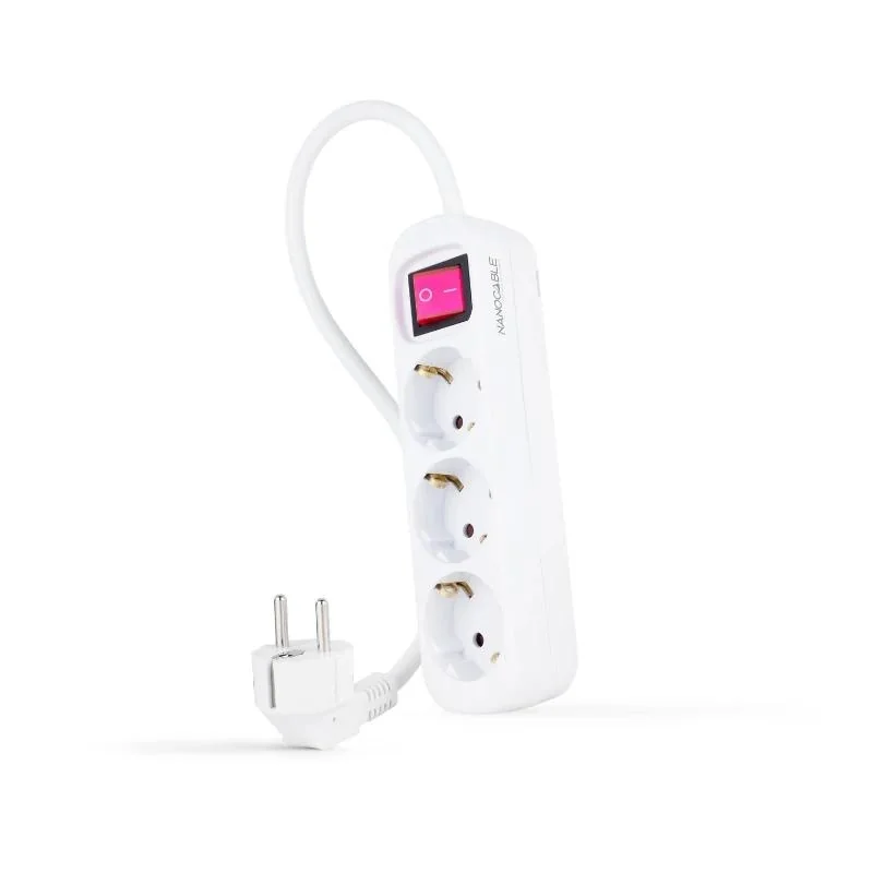 [AELREG0111] Nanocable Regleta 3 Tomas Interruptor Blanco