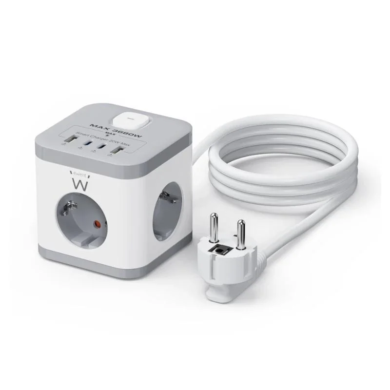 [AELREG0117] Ewent EW3863 Regleta 3 Tomas SHUCKO+2USB-A+2USB-C