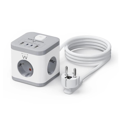 [AELREG0117] Ewent EW3863 Regleta 3 Tomas SHUCKO+2USB-A+2USB-C