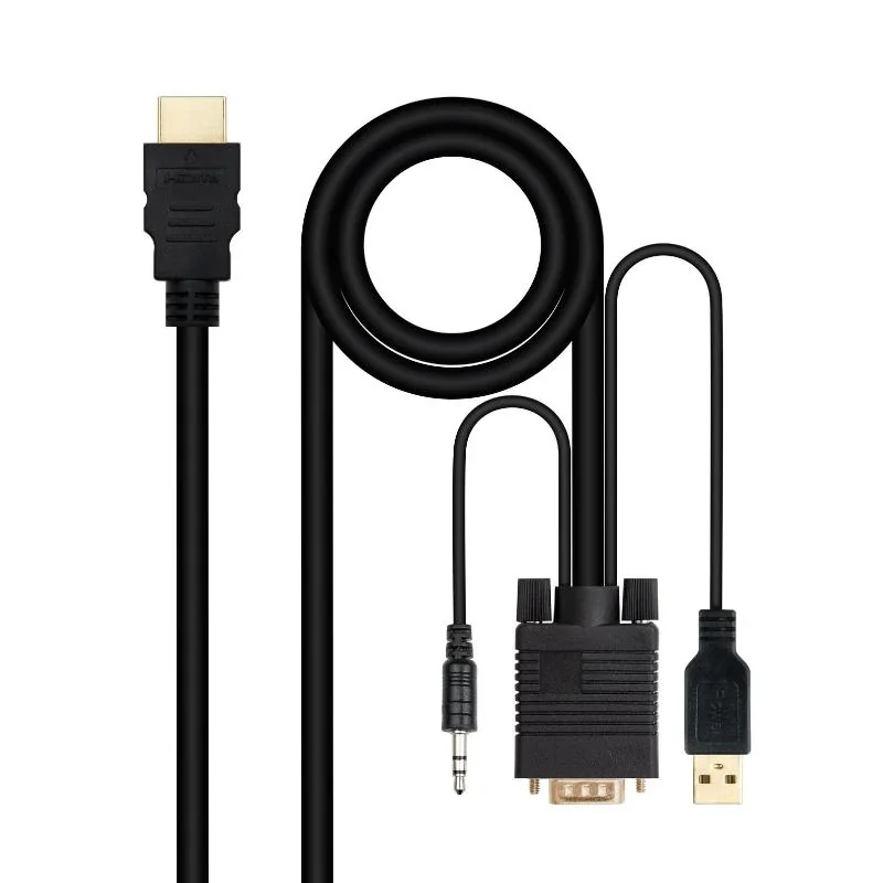 [AISCCI0681] Nanocable Conversor HDMI a VGA-Jack-UBS, 1.8 m