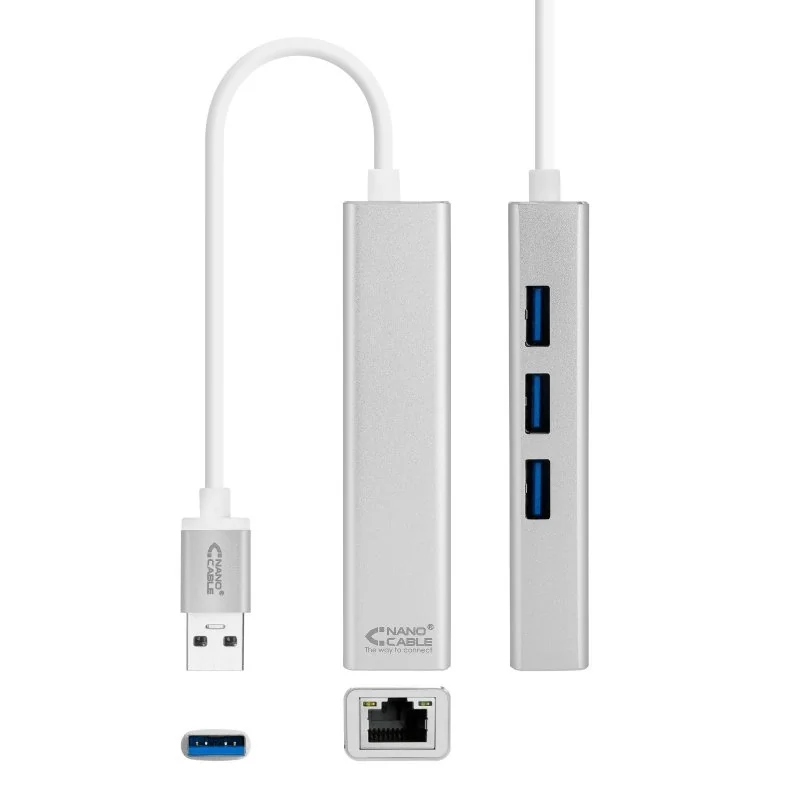 [ANEAHE0704] Nanocable Conversor USB 3.0 Ethernet + 3xUSB 3.0