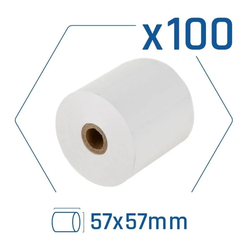 [CCIPAP0142] Pack 100 rollos papel térmico sin BPA 57X57mm