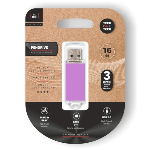 [FAELAP0768] TECH ONE TECH Basic Pendrive 16Gb USB 2.0 Purple