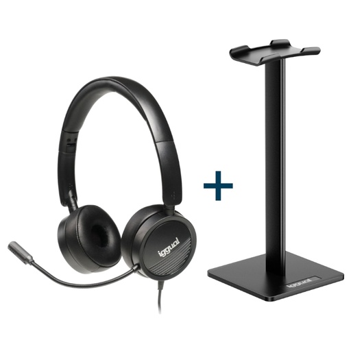 [MAUAMI0999] iggual Kit auriculares Dual Tech + soporte SA22