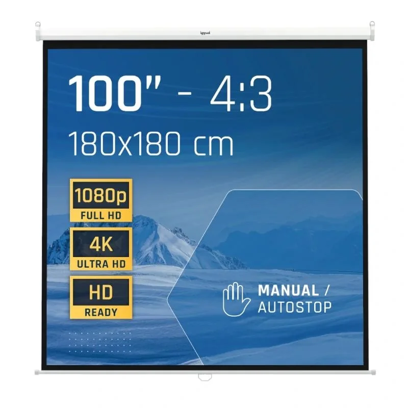 [MPRPAY0044] iggual Pantalla manual 4:3 100" 180x180 cm