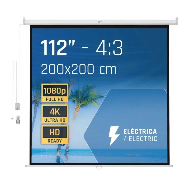 [MPRPAY0050] iggual Pantalla eléctrica 4:3 112" 200x200 cm