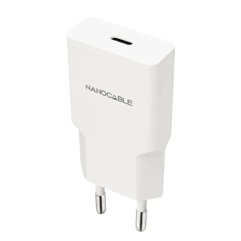 [AATCAT0515] Nanocable Cargador USB-C/PD + USB-A/QC 25W Blanco