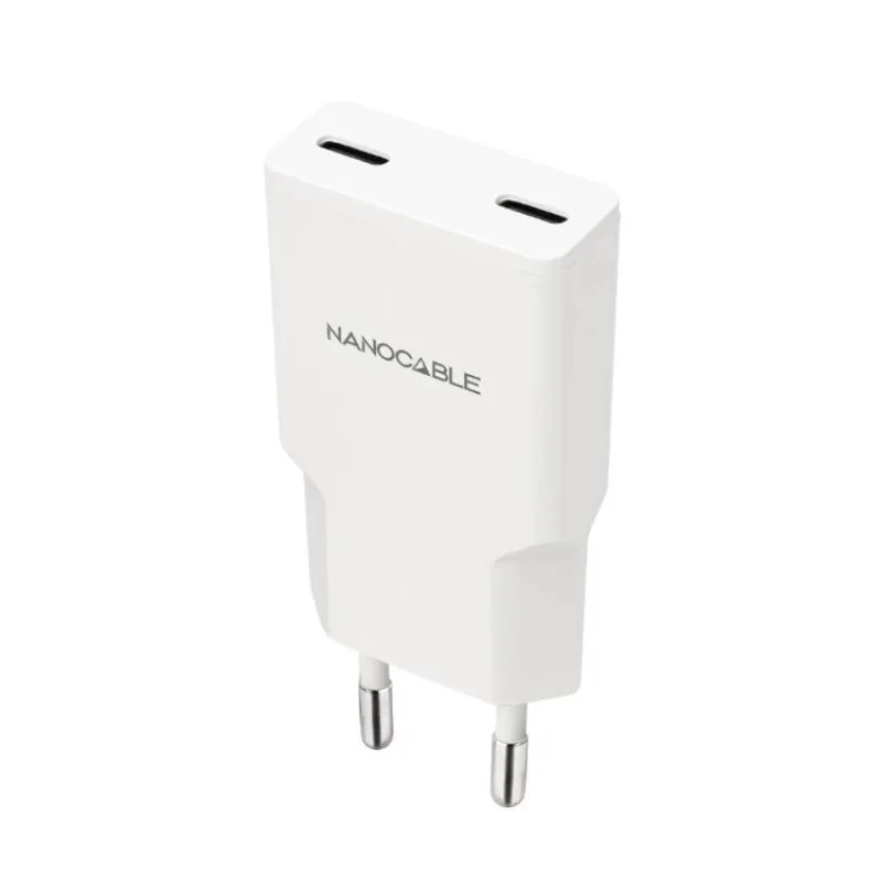 [AATCAT0519] Nanocable Cargador 2xUSB-C/PD 30W  Blanco